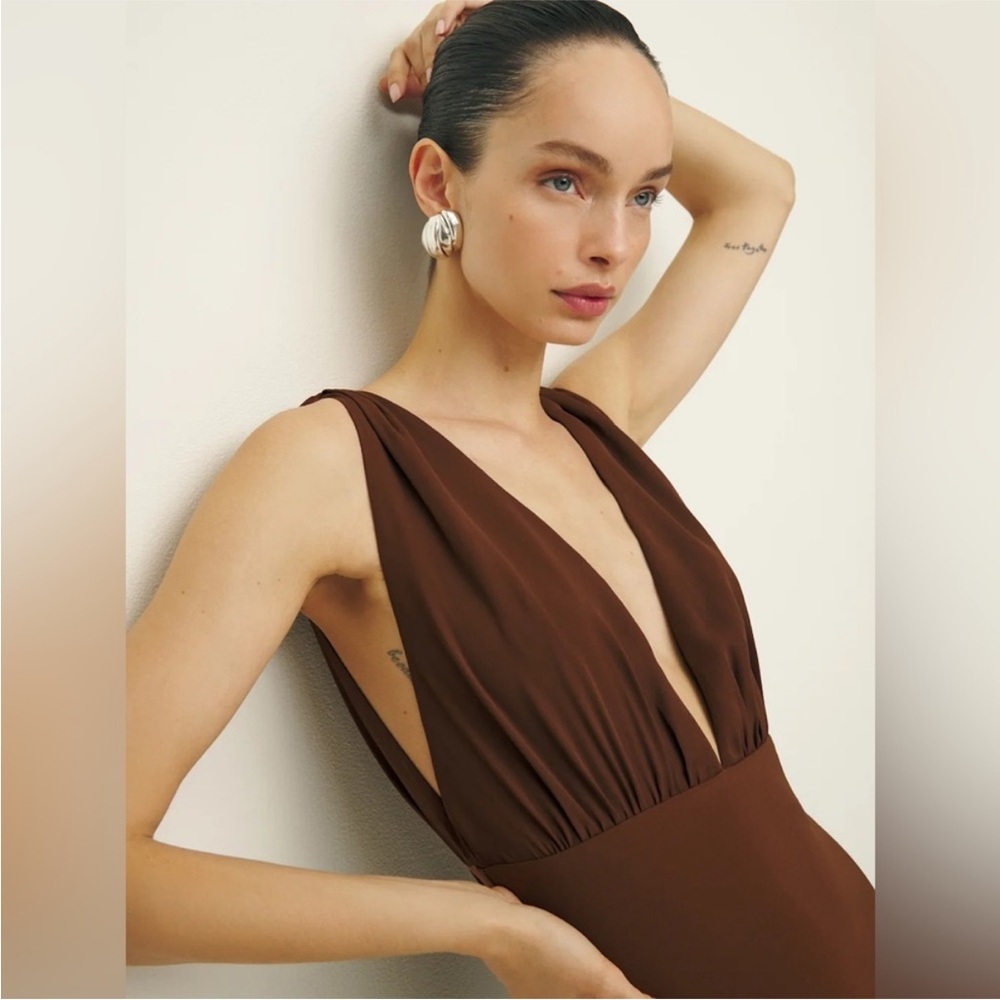 Reformation x Laura Harrier- NWOT Chocolate Brown Velda Dress- Size 6 - Picture 8 of 9